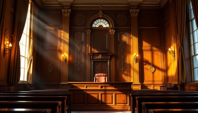 Warm afternoon light in a historic Oklahoma courtroom